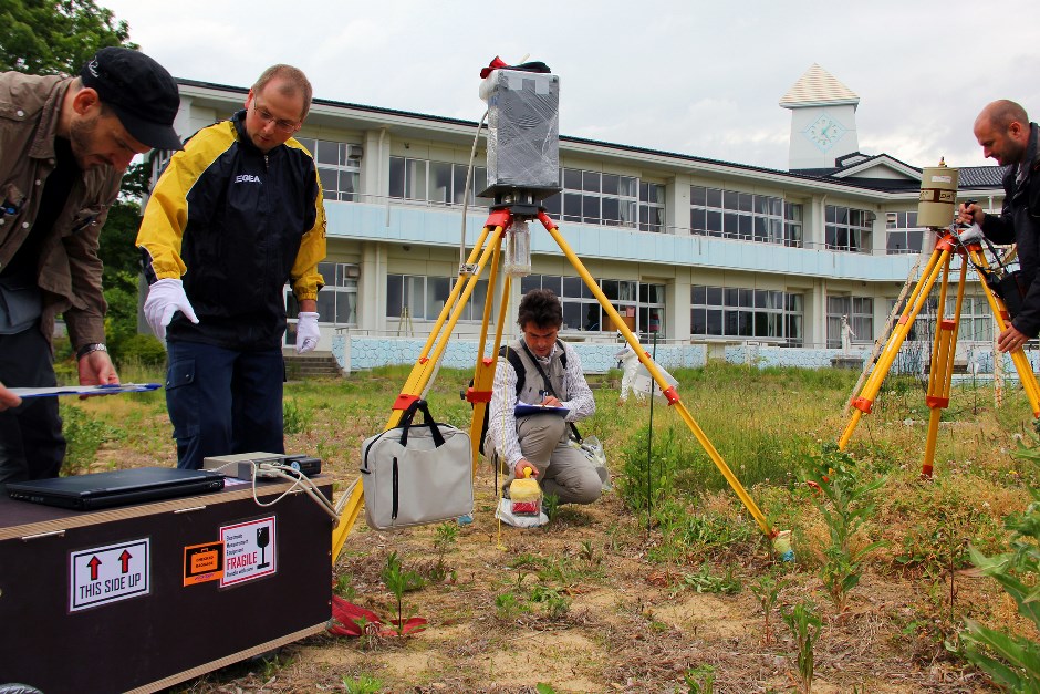 Scientists taking measurements