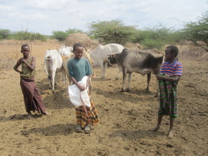 Children with livestock in Kenya. Some 20% of grazing animals die from disease in developing countries and these diseases are on the increase with climate change