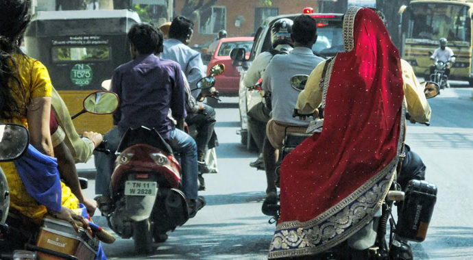 People riding motorbikes in Chennai