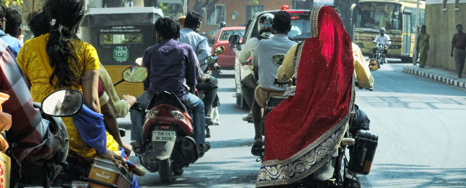 People riding motorbikes in Chennai