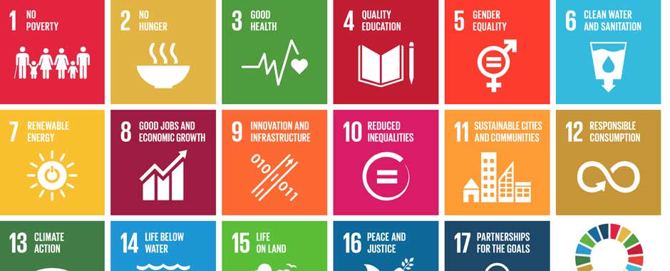List of the Sustainable Development Goals in chart form with icons
