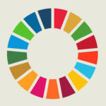 Round icon with colours representing the Sustainable Development Goals