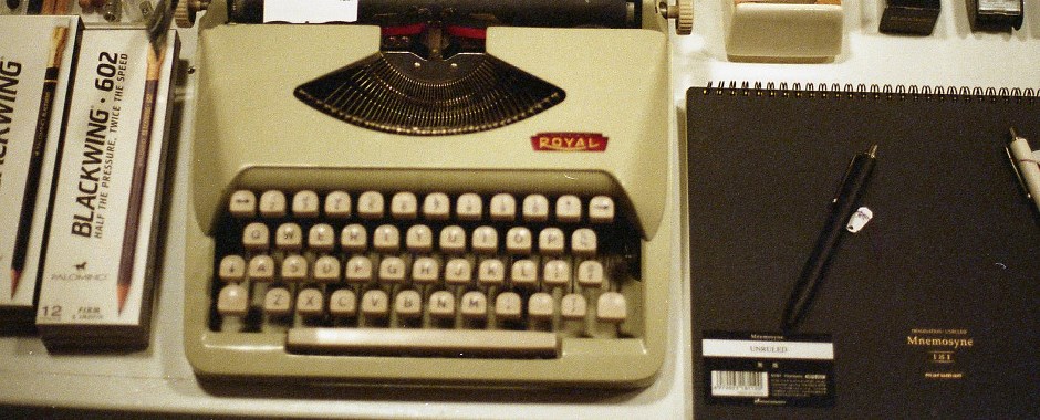 typewriter and writing materials
