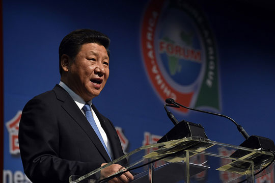 President Xi Jinping speaking at the Forum on China-Africa Cooperation (FOCAC). 