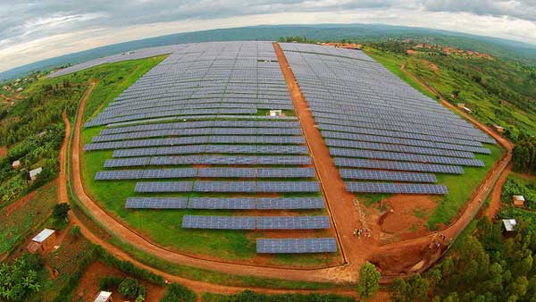 Image of a large solar field in Rwanda.