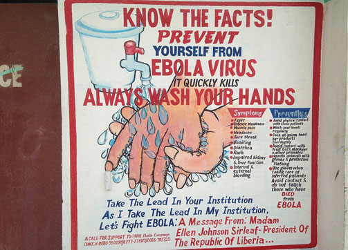 Ebola health advice sign