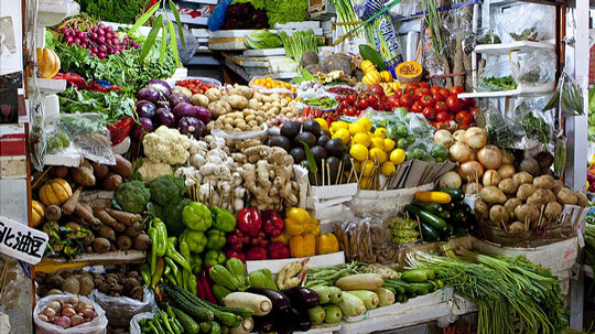 Vegetable stall in Beijing market
